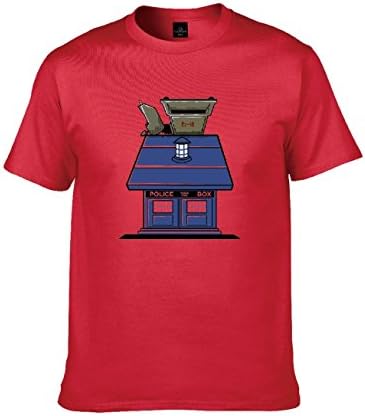 TopsHouse Men's Doctor Who Box Crewneck Short Sleeve T-shirt Red L
