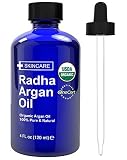 Radha Beauty Moroccan Argan Oil for Hair, Face & Skin 4 oz - USDA Organic 100% Pure Cold pressed Virgin Oil From Morocco - By Radha Beauty