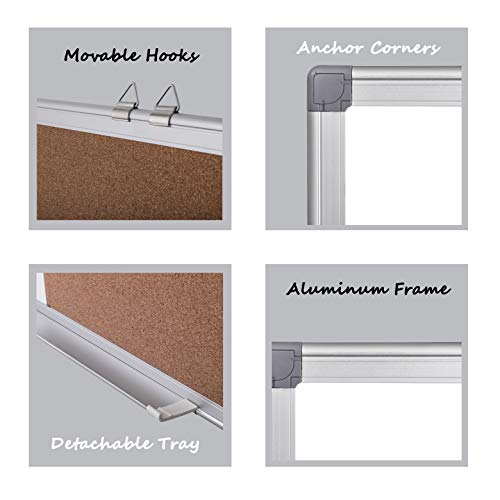 image for WEYOUNG White Board & Bulletin Cork Board Combination 24 x 18 Bulletin