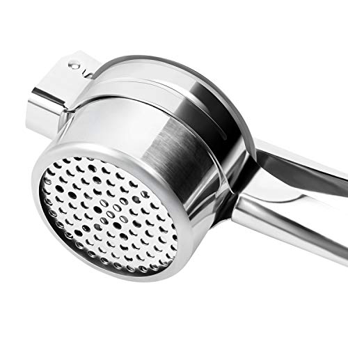 FREDI Potato Ricer/Vegetables and Fruit Masher Food Ricer Makes Light and Fluffy Mashed Potato Perfection with 3 Interchangeable Ricing Discs Easy to Clean, 100% Stainless Steel(Silver)