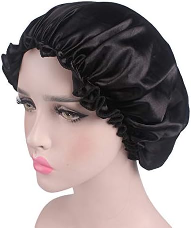 SunYueY Elastic Soft Satin Sleeping Cap Night Sleep Hat Hair Care Sleep Bonnet Cap for Women