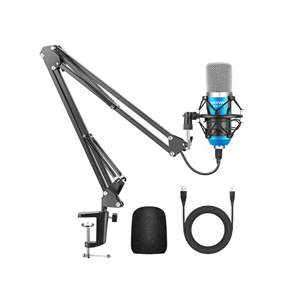 Neewer USB Mikrofon für Windows und Mac mit Aufhängung Scheren Armständer, Shock Mount und Tisch Montage Klammer Set für…