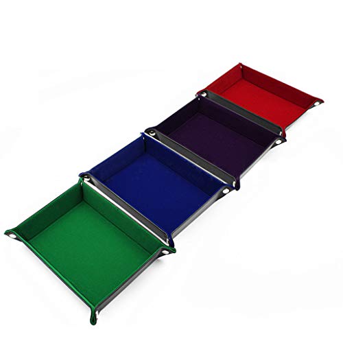 Sinwo Dice Tray PU Leather Portable Folding Dice Rolling Tray for use as Game Dice Tray (Blue) - Thumbnail 2
