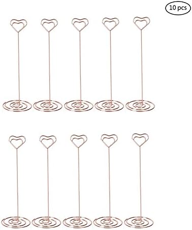 BUYDEAL 10pcs Memo Clip Holder with Heart Shape Photo Clip Holders Place Card Holder Photo Holder（Golden）