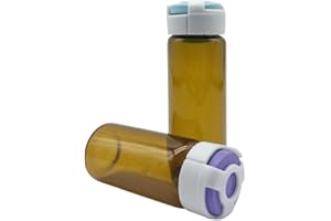 GISUREM 10ml Glass Bottle,Sterile Transparent Vial,Seals Empty Vials, Lab Sample Vial, Empty Vials with Self Healing Injection Port,with Flip Off Aluminum Cap (Tan transparent Borosilicate Glass C)