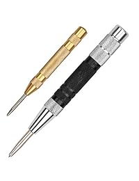 HORUSDY Súper Fuerte Perforadora de Centro Automático (Negro) y General Perforadora de Centro Automático (Amarillo), Ajustable Muelle Loaded Metal Taladro Herramienta 2 piezas