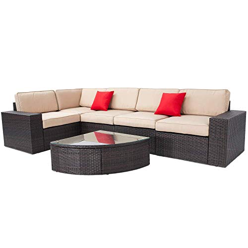 Incbruce Outdoor Patio Furniture Sets 6-Piece Outside Couch Wicker Sectional Sofa, Waterproof Co ...