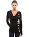 PattyBoutik Women's Cowl Neck Button Embellished Top (Black XL)