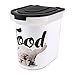 Paw Prints 26 Pound Plastic Rolling Pet Food Bin, Carlos The Bulldog Design, Includes Measured Scoop, 15.5 x 16.75 x 13.25 Inches (37579)