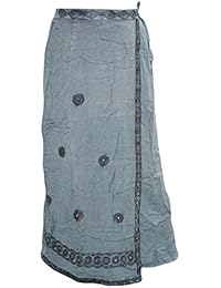Women's Skirt Embroidered Broomstick Casual Grey Rayon Maxi S