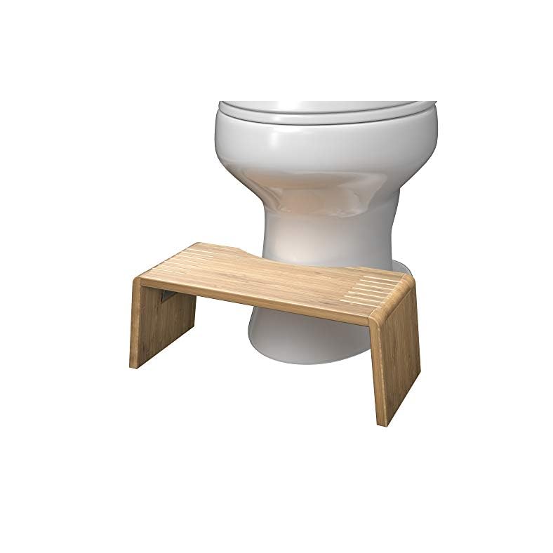 Squatty Potty Oslo Folding Bamboo Toilet Stool – 7 Inches Collapsible Bathroom Stool for Kids and Adults, Brown