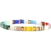 SHINUS BOHO Candy Colorful Tila Flat Beads Bracelets for Women Trendy Unique Friendship Handmade Stackable Christmas Jewelry Gifts