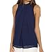 EFINNY Women Summer Chiffon Sleeveless Blouse Tank Shirt Dark Blue M