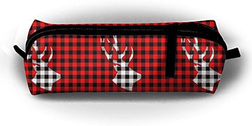 Buffalo Plaid Moose Makeup Bag Pencil Pouch Straps Accessory Bag For Women