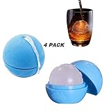 DuaFire Earth Shaped Silicone Mold Ice Cube Chocolate Ball Tray, Set of 4, Blue