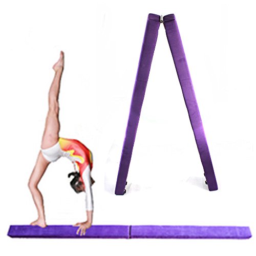ONEPACK Gym Balance Beam - 7ft Purple Folding Wood Core for Donkey Kicks/Handstands, Jumps, Leaps