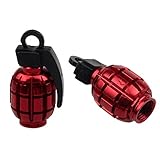 Ularmo 2PCS Grenade Alloy Valve Caps Dust Covers Bike Bicycle MTB BMX Car (red)