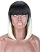 Kalyss Bob Short Hair Wig for Women Heat Resistant Yaki Synthetic Hair Brown Women's Wig With Hair Bangs (ombre mix blonde)