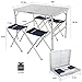 KingCamp Folding Camping Table Stool Suit, Adjustable Portable Lightweight Compact Picnic Table with 4 Fishing Stools,for Indoor or Outdoor Party & Activities, Aluminumthumb 1