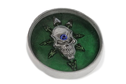 TFJ Men Women Gothic Belt Buckle Punk Biker Silver Metal Compass Skeleton Skull Green