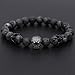 POSHFEEL Gun Black Crown Spacer Cubic Zirconia Spartan Skull Bracelets for Men 8mm Stone Beads, 7.7