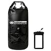 IPX6-Certified-Waterproof-Dry-Bag-Compression-Sack-Waterproof-Phone-Case-Roll-Top-Closure-2-Detachable-Shoulder-Straps-Kayaking-Snowboarding-Rafting-Boating-Hiking-Camping-Black