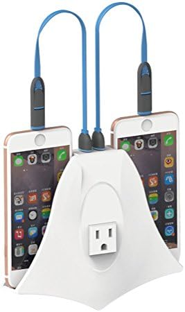 USB Charger, USB Charging Station 2-Port Wall Mount USB Hub Smart Identification Technology for Apple iOS, Android USB Enabled Phones (2 Ports)