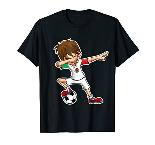 Dabbing Soccer Boy Mexico Jersey Shirt Mexican Football Kids T-Shirt