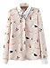 PERSUN Women's Cat Pattern Collar Blouse Button Down Long Sleeve Shirt Pink