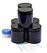 Cobalt Blue 8 Ounce PET Plastic Jars with Black Lids, and 1 Mini Jar, 6 Pack