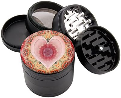 Love Eternal Mandala - Premium Spice &amp; Herb Grinder - Four Piece with Pollen Catcher - (2.25", Black) - Zip Grinders