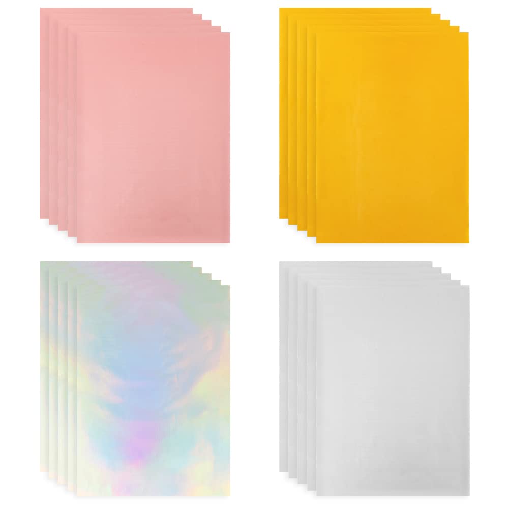 SUPERFINDINGS 80 Sheets A4 Hot Foil Stamping Paper 4 Colors Heat Transfer Foil Sheet 20.7x29cm Metallic Hot Foil Transfer Sheets for Foil Quill/Heat Foil Pen DIY Craft Embossing Scrapbooking Cards