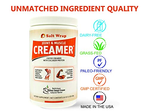 Joint & Muscle Creamer, Collagen Creamer for Coffee, Non Dairy Low Carb Creamer with Grass Fed Collagen Protein, Hyaluronic Acid, Biotin (Naturally Sweet Italian Cream Flavor),16 Ounces