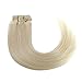 Emosa 100% Real Human Hair Remy Hair Extensions Clip In Extensions(22inch,70g,#60 Platinum Blonde)