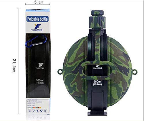 Easyinsmile Collapsible Military Water Bottle Canteen with Compass Bottle Cap for Outdoor Activities-Camping 、Travelling 、Hiking (Camouflage Green) - Thumbnail 2