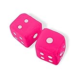 Vagway Fuzzy Dice Car Mirror- Pair of Pink Hanging Dice- Plush Stylish Vintage Retro Accessory
