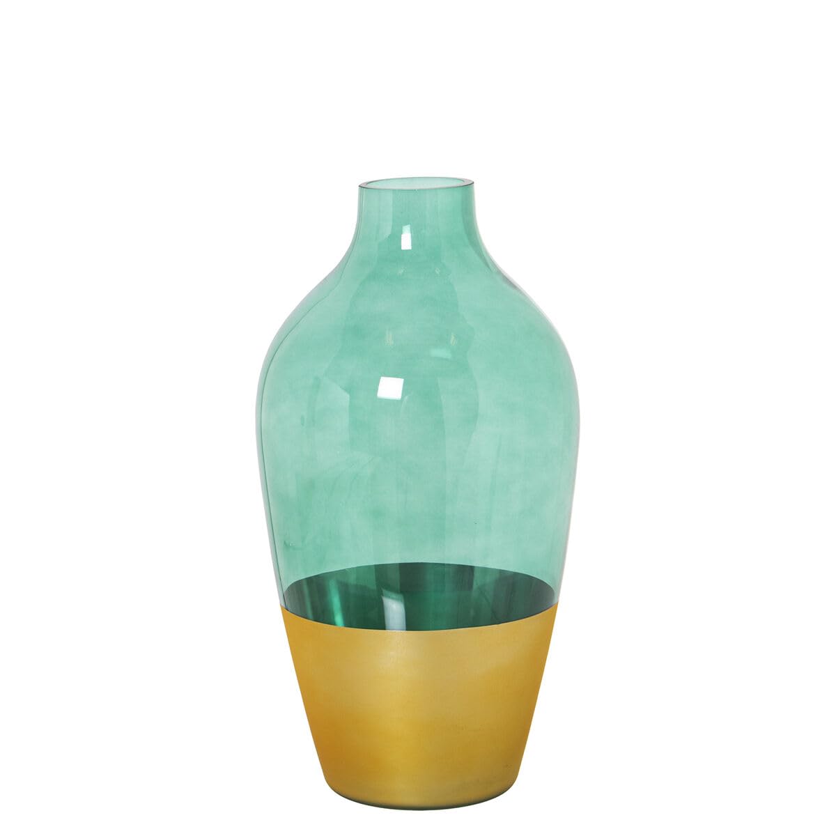 Alexandra House Living Vase Green Golden Glass 13 x 13 x 26 cm