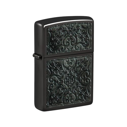Zippo Pattern Design High Polish Black Pocket Lighter