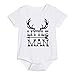 Newborn Baby Boys Girls Deer Little Man Letter Printing Plaid Shorts Outfit Set (White02, 0-3 Months)