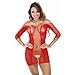 Babydoll Lingerie, Emubody 2017 Sexy Women Long Sleeve Lingerie Lace Underwear Sleepwear jumpsuits (FREE SIZE, RED)
