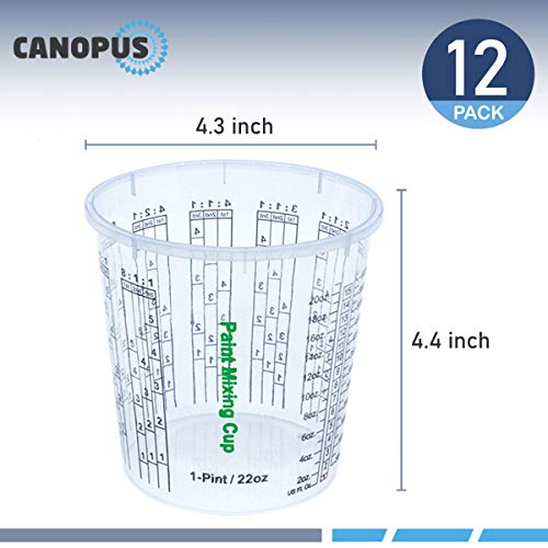 CANOPUS Paint Mixing Cups, Pack of 12 cups with 3 Lids, 22fl oz