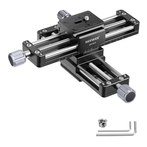 NEEWER Macro Rail Slider, 4 Axis 360° Rotating Aluminum Focusing Rail