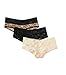 Amazon Brand - Mae Women's Lace Cheeky Hipster Panty, 3 pack, Black/Nude/Leopard, Small