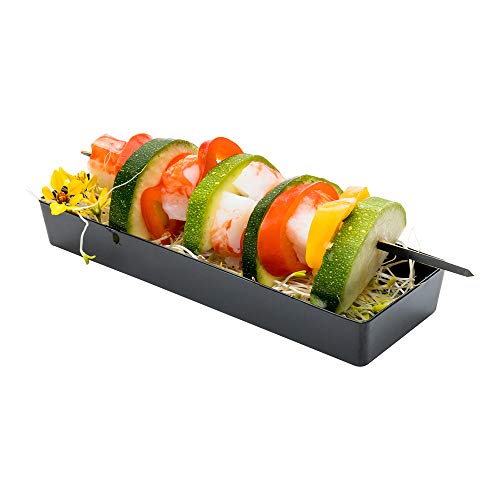 Restaurantware 5.2 Inchx1.8 Inch Rectangle Plastic Plates,100 Recyclable Diposable Party Platters-Crack-Resistant,Raised Sides,Black Plastic Mini Trays For Appetizers,For Sushi,Appetizers,Desserts