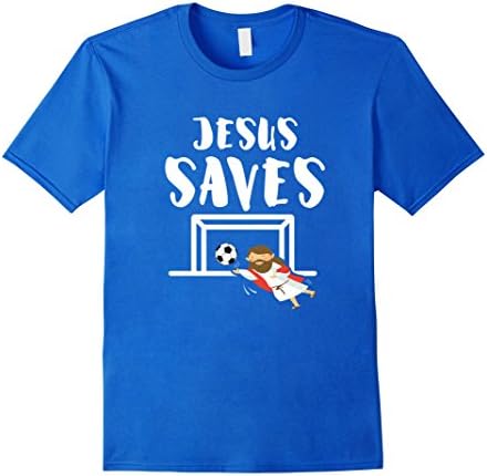Mens Jesus Saves - Soccer - Goalie - Funny Jesus Shirt 2XL Royal Blue