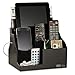 EZR life All-in-One Remote Control Holder, Caddy, Organizer - Black Leather - Also Holds Phones, Tablets, Books, Glasses (8 compartments, up to 14 remotes) primary