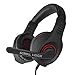 Etekcity Comfortable H5GX Over Ear Stereo Professional Headphone Headset with Mic, LED Light & Adjustable Headband, for PC & MAC (Black&Red)