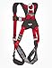 3M Protecta 1191260 Fall Protection Full Body Harness, With 3 D-Ring's, Quick Connect Buckle Legs, 420 Pound Capacity, Medium/Large, Red/Gray
