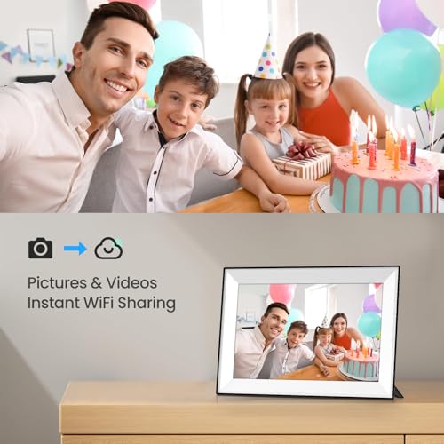Frameo Digital Photo Frame 10.1 Inch Smart WiFi Digital Picture Frame, IPS Touch Screen, 32GB, Electronic Slideshow, Load from Phone App, Auto-Rotate, for Grandparents & Mothers Day
