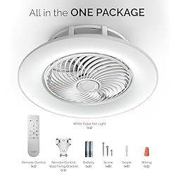 PrimeMall Bladeless Ceiling Fan with Light and
